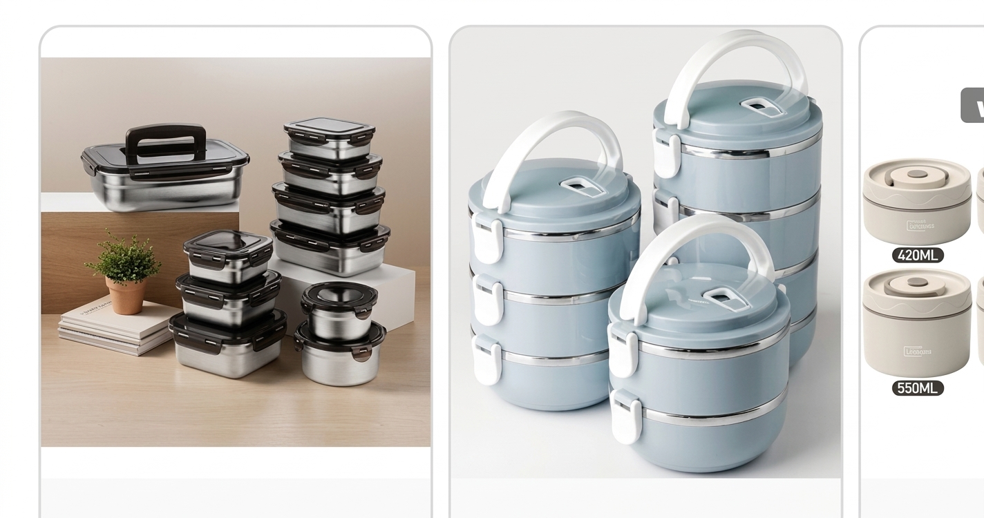 Boron PP Snap Button Lunch Box 12 pcs set, 370ml*2+640ml+1040ml square/round520ml/800ml.